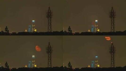中国上海月亮升起延时高清在线视频素材下载