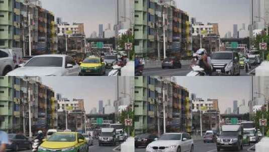 东南亚泰国曼谷市中心街道车流实拍镜头高清在线视频素材下载