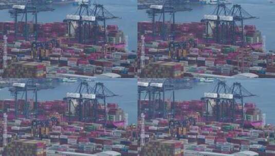 延时摄影深圳盐田港物流集装箱码头海景高清在线视频素材下载