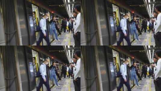 香港地铁乘客上下车高清在线视频素材下载