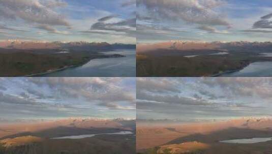 航拍新西兰特卡波湖风景高清在线视频素材下载