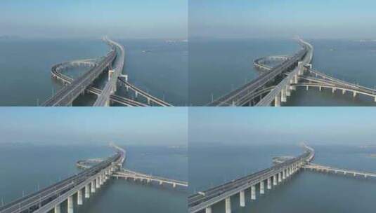泉州湾跨海大桥航拍泉州湾大桥海景高清在线视频素材下载