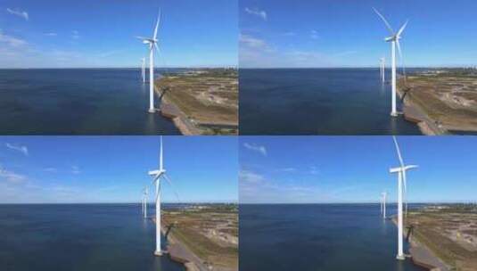 海面的风车风力发电高清在线视频素材下载