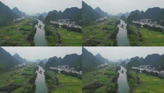 桂林遇龙河风景区航拍高清在线视频素材下载