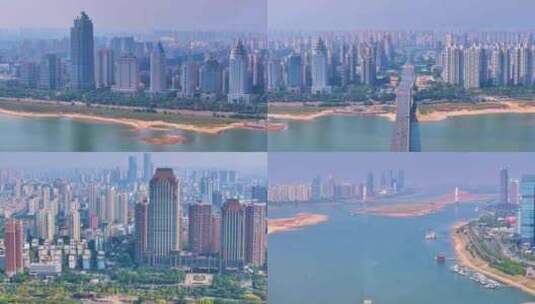 江西南昌赣江高楼大厦城市风景风光航拍摩天高清在线视频素材下载