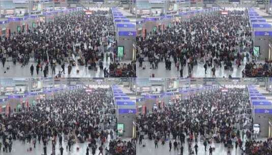 郑州东站春运客流高清在线视频素材下载