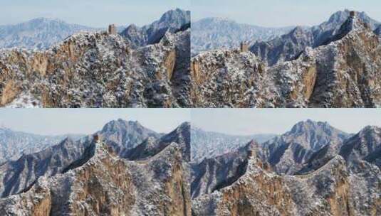 中国万里长城冬季雪景高清在线视频素材下载