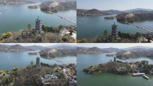 安康市瀛湖风景区高清在线视频素材下载