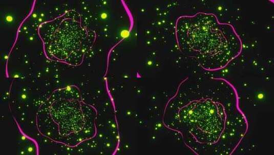 浅绿色和粉色分散飞行发光球背景Vj循环在高清在线视频素材下载