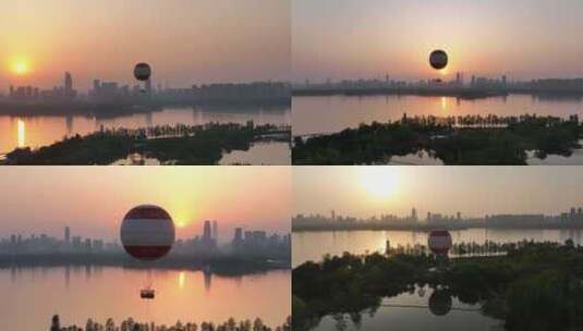 东湖彩旦东湖热气球高清在线视频素材下载