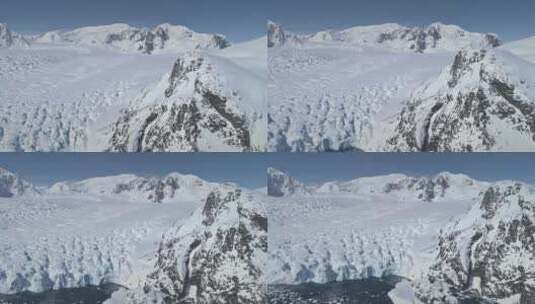 南极洲雪山上空的空中飞行高清在线视频素材下载