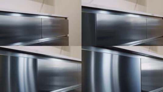 现代厨房房间配有简约灰色家具现代豪华厨房高清在线视频素材下载