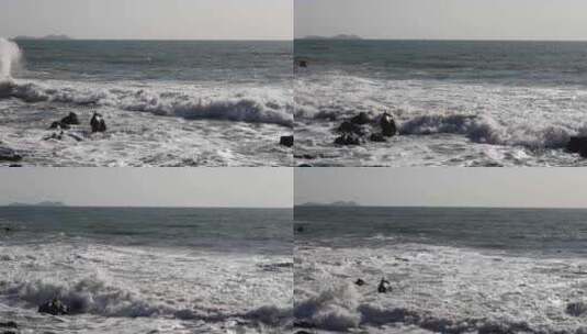 青岛海洋沙滩海浪浪花高清在线视频素材下载