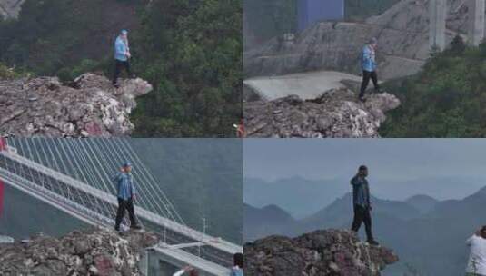 贵州龙里河山顶石头打卡航拍高清在线视频素材下载
