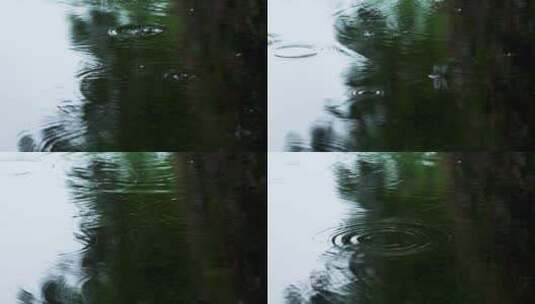 下雨天雨水雨滴的水花和波纹高清在线视频素材下载