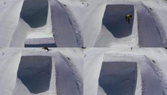 做滑雪自由式特技和空中坠落的人高清在线视频素材下载