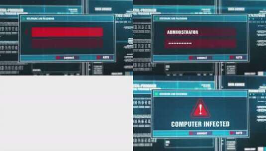 屏幕上的数字安全警报计算机感染警告通知。高清在线视频素材下载