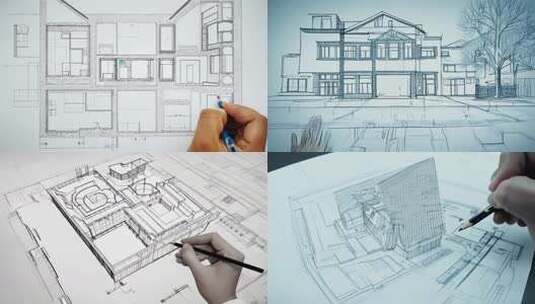 建筑师建筑3D平面图设计图纸施工工程图纸高清在线视频素材下载