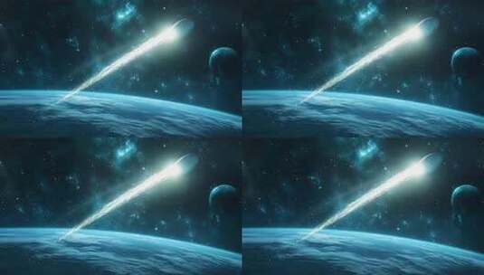 流星划过地球太空场景高清在线视频素材下载