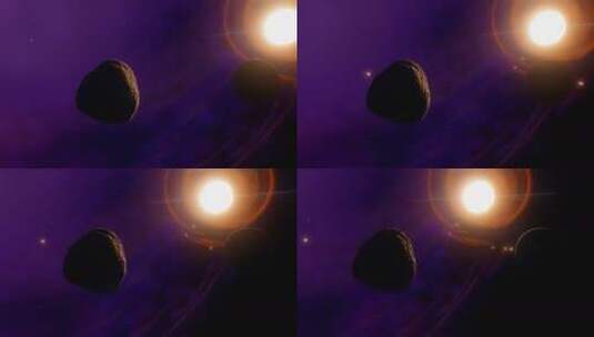 太空中小行星的戏剧性景象高清在线视频素材下载
