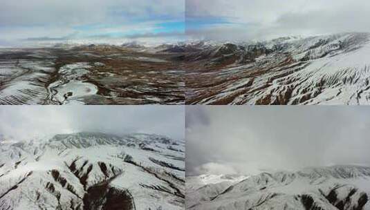雪山下的广袤荒原俯瞰高清在线视频素材下载