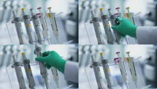 生物化学实验室移液器做实验高清在线视频素材下载
