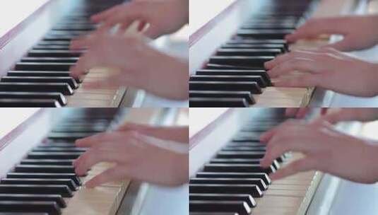女孩弹钢琴的特写高清在线视频素材下载