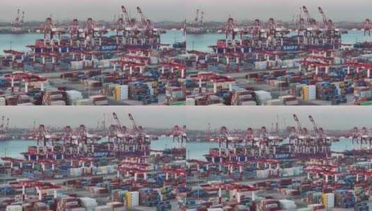 青岛港航拍摄影高清在线视频素材下载