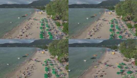 HDR泰国普吉岛芭东海滩棕榈航拍自然景观高清在线视频素材下载