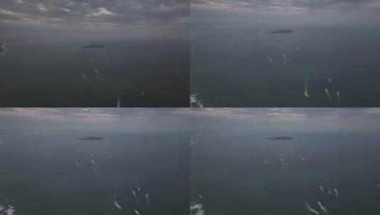 三亚蜈支洲岛游船航拍高清在线视频素材下载