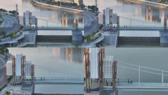 信宜市区一河两岸，含章桥航拍高清在线视频素材下载