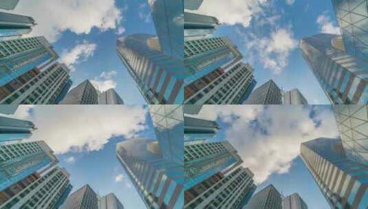 4K-仰拍高楼天空延时高清在线视频素材下载