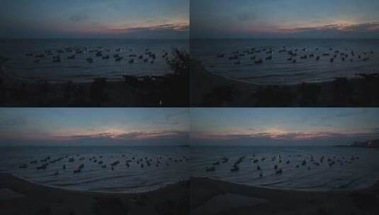 海边傍晚美丽日落渔船高清在线视频素材下载
