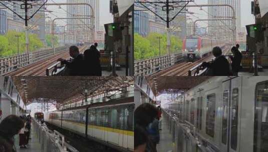 地铁站高铁城际铁路等待上车的旅客高清在线视频素材下载