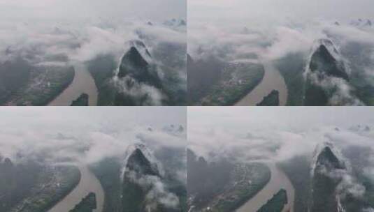 漓江云海山峦起伏云雾缭绕中国风意境高清在线视频素材下载