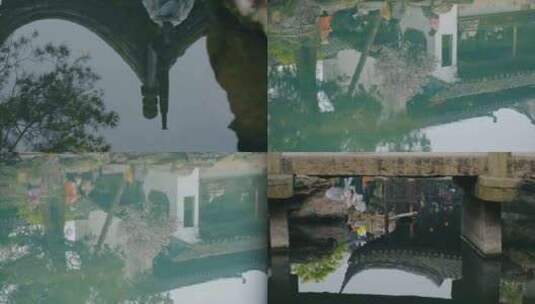 4K江南水乡园林小桥流水 水中倒影倒影高清在线视频素材下载