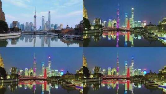 上海夜景 东方明珠 外滩夜景 上海城市素材高清在线视频素材下载