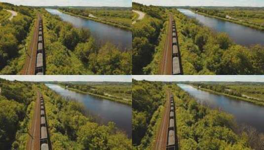 铁路上的货运列车高清在线视频素材下载