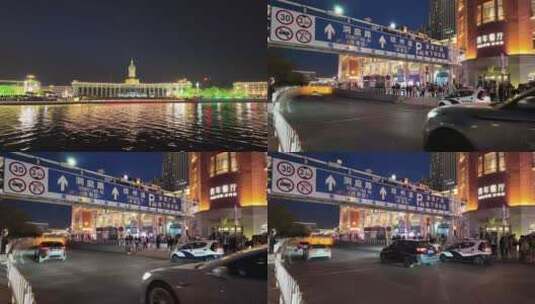 天津站津湾广场夜景高清在线视频素材下载