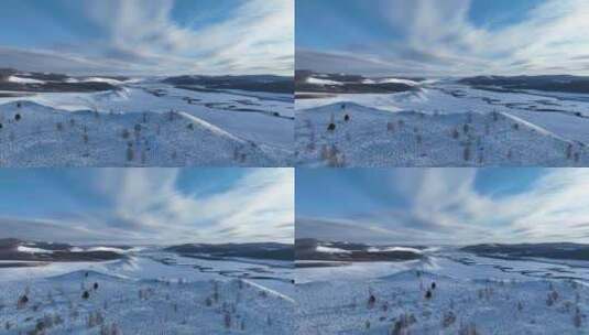 航拍内蒙古冬季丘陵雪原风光高清在线视频素材下载