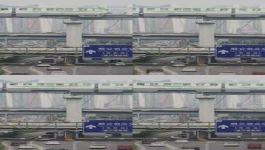 竖屏拍摄复杂的重庆交通高清在线视频素材下载