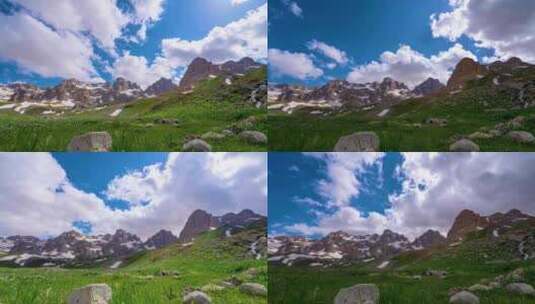 山脉山峰雪山蓝天白云景观高清在线视频素材下载