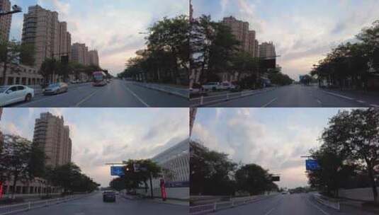 夕阳西下城市马路空镜头高清在线视频素材下载
