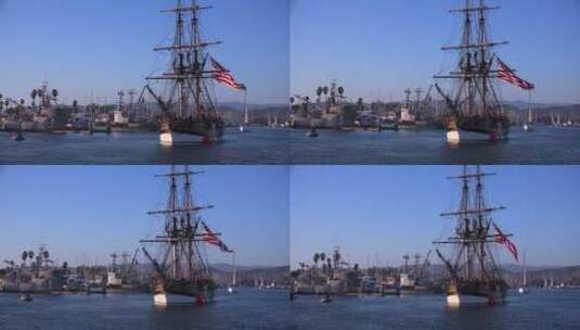快艇在加利福尼亚文图拉港航行高清在线视频素材下载