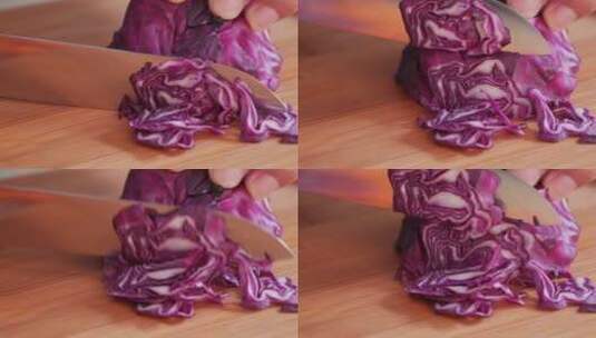 切紫甘蓝 做菜 切菜高清在线视频素材下载