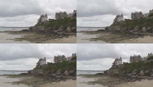 海岸附近的城堡高清在线视频素材下载