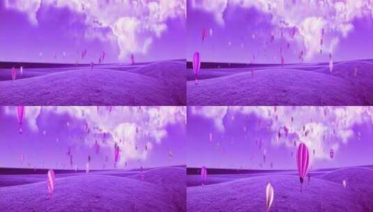 紫色气球  热气球 紫色唯美 星空高清在线视频素材下载