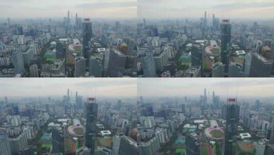 2022广州天河航拍中信广场珠江新城高清在线视频素材下载