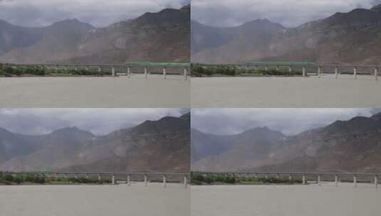 拉林铁路高原复兴号动车组跨过雅鲁藏布江高清在线视频素材下载