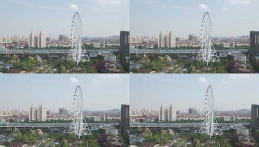 上海锦江乐园4K航拍原素材高清在线视频素材下载